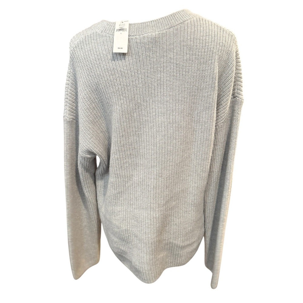 Gap Womens Shaker Stitch‎ Crewneck Sweater Light Gray Cotton Knit Large NWT